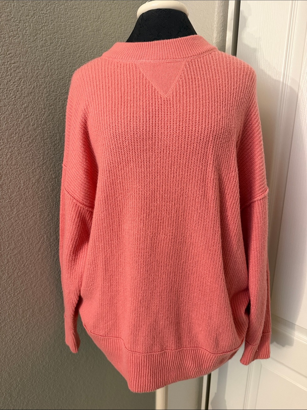 aerie Oversized Sweater Crewneck Waffle Knit Coral Crewneck Knit Sweater Small